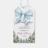 Blue Bow Winter Baby shower Bedankt Cadeaulabel (Voorkant)