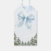 Blue Bow Winter Baby shower Bedankt Cadeaulabel (Achterkant)