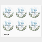 Blue Bow Winter Baby shower Bedankt Ronde Sticker (Vel)