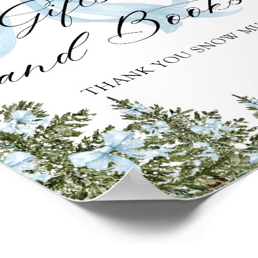 Blue Bow Winter Baby shower Cadeau Boek Poster (Hoek)