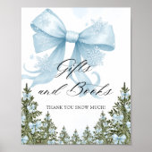 Blue Bow Winter Baby shower Cadeau Boek Poster (Voorkant)