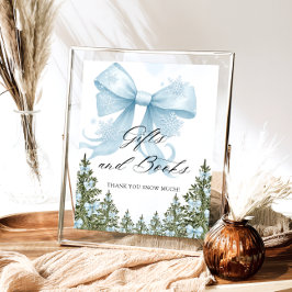Blue Bow Winter Baby shower Cadeau Boek Poster