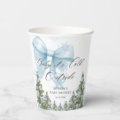 Blue Bow Winter Baby shower Papieren Bekers (Achterkant)
