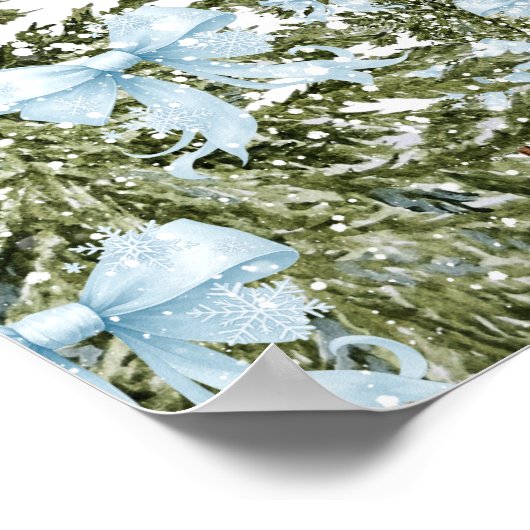 Blue Bow Winter Baby shower Welkom Poster (Hoek)