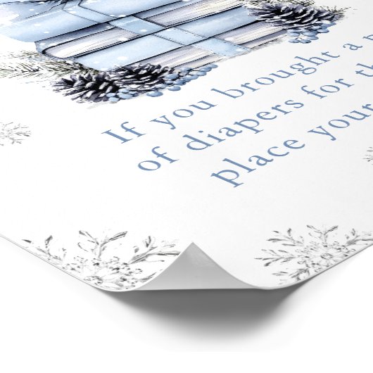 Blue Bow Winter Books Baby Shower Diaper Raffle  Poster (Hoek)