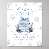 Blue Bow Winter Books Baby Shower Diaper Raffle  Poster (Voorkant)