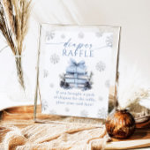 Blue Bow Winter Books Baby Shower Diaper Raffle  Poster