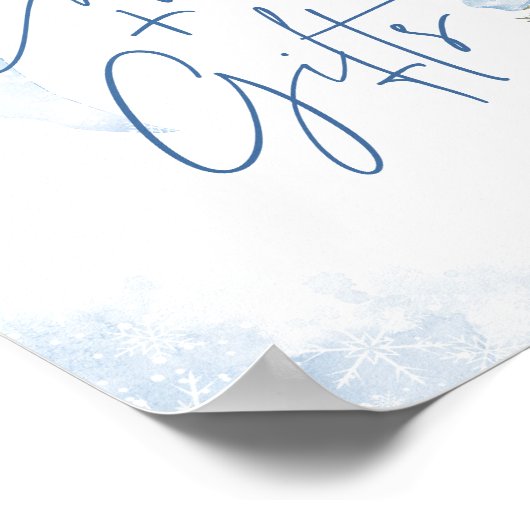 Blue Bow Winter SnowflakeBaby Shower Cards & Gifts Poster (Hoek)