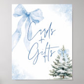 Blue Bow Winter SnowflakeBaby Shower Cards & Gifts Poster (Voorkant)