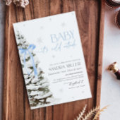 Blue Bow Winter Wonderland Boy Baby shower Kaart