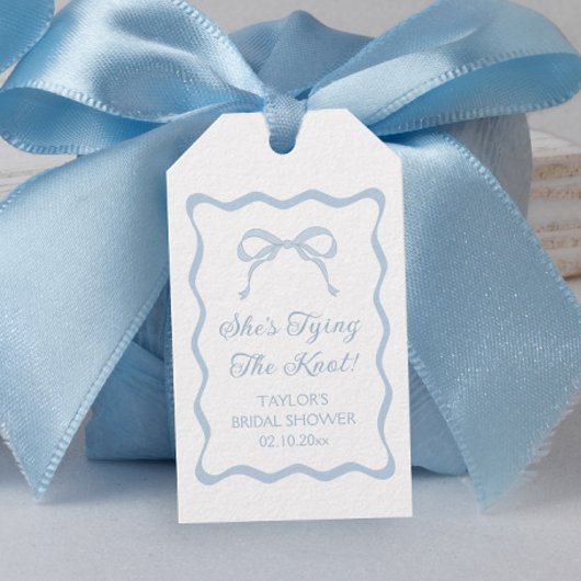 Blue Bow Ze bindt de knoop Vrijgezellenfeest gunst Cadeaulabel