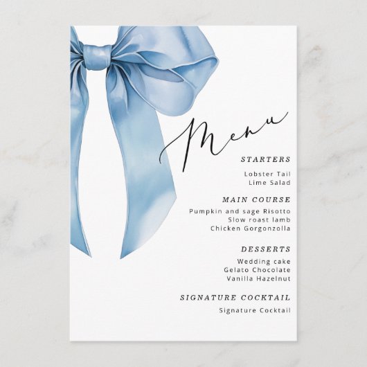 Blue Bow Ze is de knoop aan het doorhakken Menu (Voorkant)