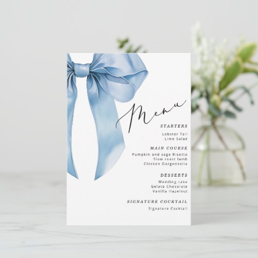 Blue Bow Ze is de knoop aan het doorhakken Menu (Staand voorkant)