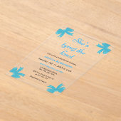 Blue Bow Ze is de knoop Vrijgezellenfeest Acryl Uitnodigingen (Laagn)