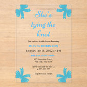 Blue Bow Ze is de knoop Vrijgezellenfeest Acryl Uitnodigingen (Voorkant)