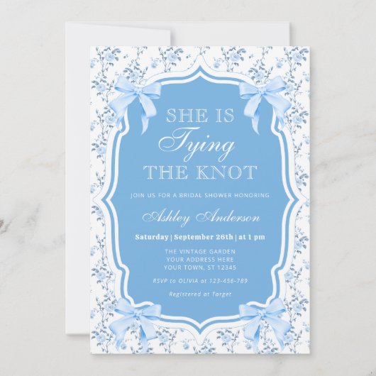 Blue Bow Ze is de knoop Vrijgezellenfeest Kaart (Voorkant)