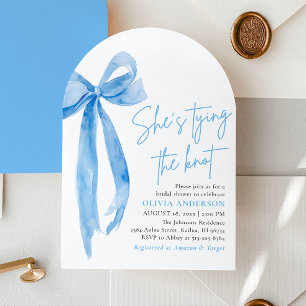 Blue Bow Ze is de knoop Vrijgezellenfeest Kaart