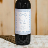 Blue Bow Ze is de knoop Vrijgezellenfeest Wijn Etiket