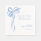 Blue Bow zij knoopt de knoop Bruidsfeest Servet (Voorkant)