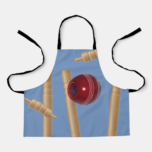 Blue Bowled bij Cricket, Kinder Full Print Schort (Voorkant)