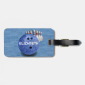 Blue Bowling aangepaste bagage Bagagelabel (Achterkant horizontaal)