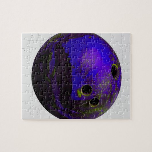 Blue Bowling Ball past het aan Legpuzzel (Horizontaal)