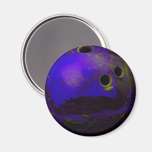 Blue Bowling Ball past het aan Magneet (Voorkant / Achterkant)