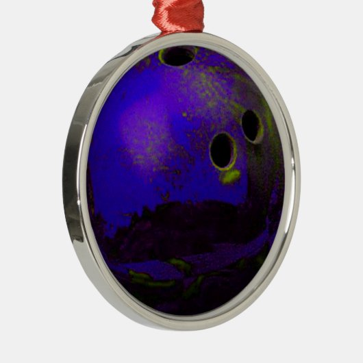 Blue Bowling Ball past het aan Metalen Ornament (Rechts)