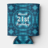 BLUE Bows 21e verjaardag aangepaste naam A07 Blikjeskoeler (Voorkant)