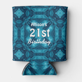 BLUE Bows 21e verjaardag aangepaste naam A07 Blikjeskoeler