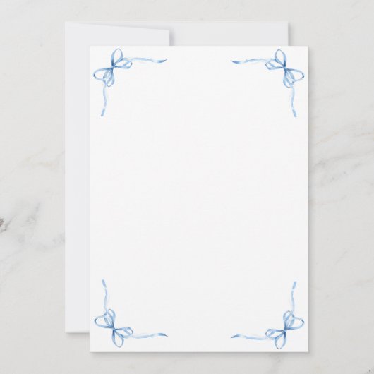 Blue Bows Baby Boy Foto Geboorteaankondiging Kaart (Achterkant)