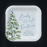 Blue Bows Boy Baby Het is koud buiten Baby shower Papieren Bordje<br><div class="desc">De Blue Bows Boy Baby It's Cold Outside Baby shower Paper Borden brengt een charmante, winterse touch aan uw baby shower decor! Met een zacht blauw ontwerp met delicate sneeuwvlokken en schattige bogen op een feestelijke kerstboom, zijn deze items ideaal voor een baby boy's "Baby It's Cold Outside" themadouche. De...</div>