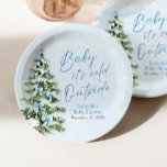 Blue Bows Boy Baby Het is koud buiten Baby shower Papieren Bordje<br><div class="desc">De Blue Bows Boy Baby It's Cold Outside Baby shower Paper Borden en Classic Sticker Set brengt een charmante, winterse touch aan uw baby shower decor! Met een zacht blauw ontwerp met delicate sneeuwvlokken en schattige bogen op een feestelijke kerstboom, zijn deze items ideaal voor een baby boy's "Baby It's...</div>