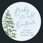 Blue Bows Boy Baby Het is koud buiten Baby shower Ronde Sticker<br><div class="desc">De Blue Bows Boy Baby It's Cold Outside Baby shower Classic Sticker voegt een lieve, winterse toets toe aan uw baby shower decor! Deze sticker is voorzien van een zacht blauwe strik en een gezellig ontwerp en is ideaal voor de themadouche "Baby It's Cold Outside" van een baby boy. Gebruik...</div>
