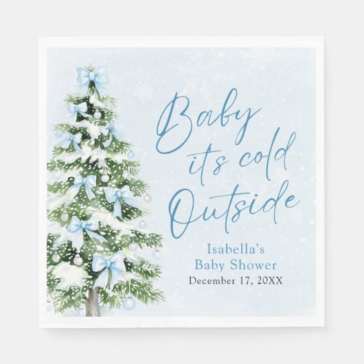Blue Bows Boy Baby Het is koud buiten Baby shower Servet (Voorkant)