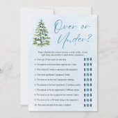 Blue Bows Christmas Over Or Under Baby Shower Game Kaart (Voorkant)
