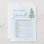 Blue Bows Christmas Tree Baby Word Scramble Game Kaart (Voorkant)
