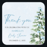 Blue Bows Christmas Tree Boy Winter Baby shower Vierkante Sticker<br><div class="desc">De Blue Bows Christmas Tree Boy Winter Baby shower Sticker is een charmante aanvulling op uw winterse baby shower decor! Met een zacht blauwe boog en een feestelijke kerstboom brengt deze sticker een gezellige, seizoensgebonden touch aan uw feest. Perfect voor het versieren van gunsten, uitnodigingen of feestartikelen, het is een...</div>