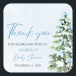 Blue Bows Christmas Tree Boy Winter Baby shower Vierkante Sticker<br><div class="desc">De Blue Bows Christmas Tree Boy Winter Baby shower Sticker is een charmante aanvulling op uw winterse baby shower decor! Met een zacht blauwe boog en een feestelijke kerstboom brengt deze sticker een gezellige, seizoensgebonden touch aan uw feest. Perfect voor het versieren van gunsten, uitnodigingen of feestartikelen, het is een...</div>