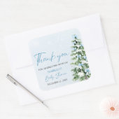 Blue Bows Christmas Tree Boy Winter Baby shower Vierkante Sticker (Envelop)