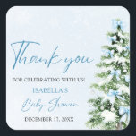 Blue Bows Christmas Tree Boy Winter Baby shower Vierkante Sticker<br><div class="desc">De Blue Bows Christmas Tree Boy Winter Baby shower Sticker is een charmante aanvulling op uw winterse baby shower decor! Met een zacht blauwe boog en een feestelijke kerstboom brengt deze sticker een gezellige, seizoensgebonden touch aan uw feest. Perfect voor het versieren van gunsten, uitnodigingen of feestartikelen, het is een...</div>