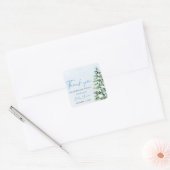 Blue Bows Christmas Tree Boy Winter Baby shower Vierkante Sticker (Envelop)