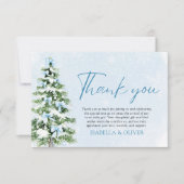 Blue Bows Christmas Tree Winter Thank you card Bedankkaart (Voorkant)