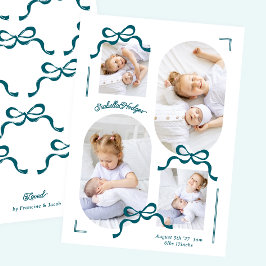 blue bows collage 4 foto's Photo boy baby Aankondiging