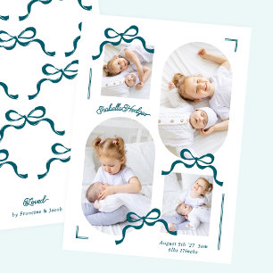 blue bows collage 4 foto's Photo boy baby Aankondiging