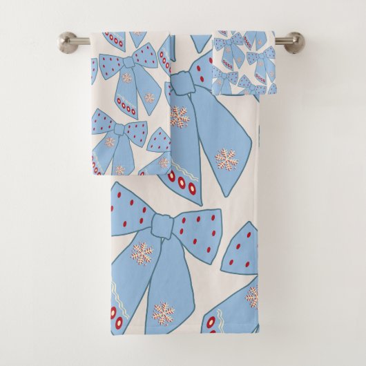 Blue Bows Coquette Bad Handdoek (Insitu)