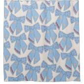 Blue Bows Coquette Douchegordijn (Voorkant)