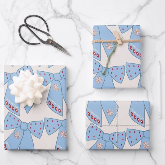 Blue Bows Coquette Inpakpapier Vel (Voorkant)