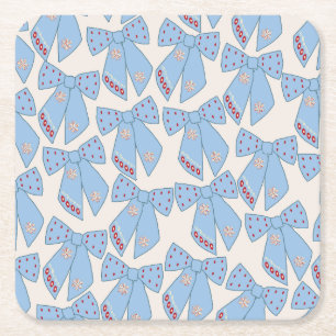 Blue Bows Coquette Kartonnen Onderzetters