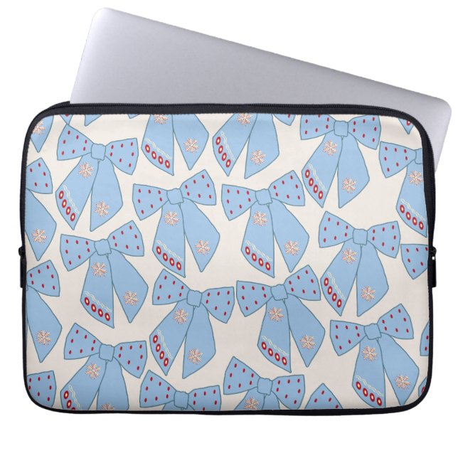 Blue Bows Coquette Laptop Sleeve (Voorkant)